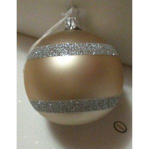 Czech Slovakia Republic Glass Christmas Ornament Gold Silver Stripes 2.5" New